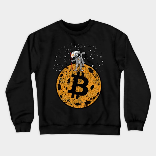 Bitcoin Moon with Astronaut Crewneck Sweatshirt by gogo-jr